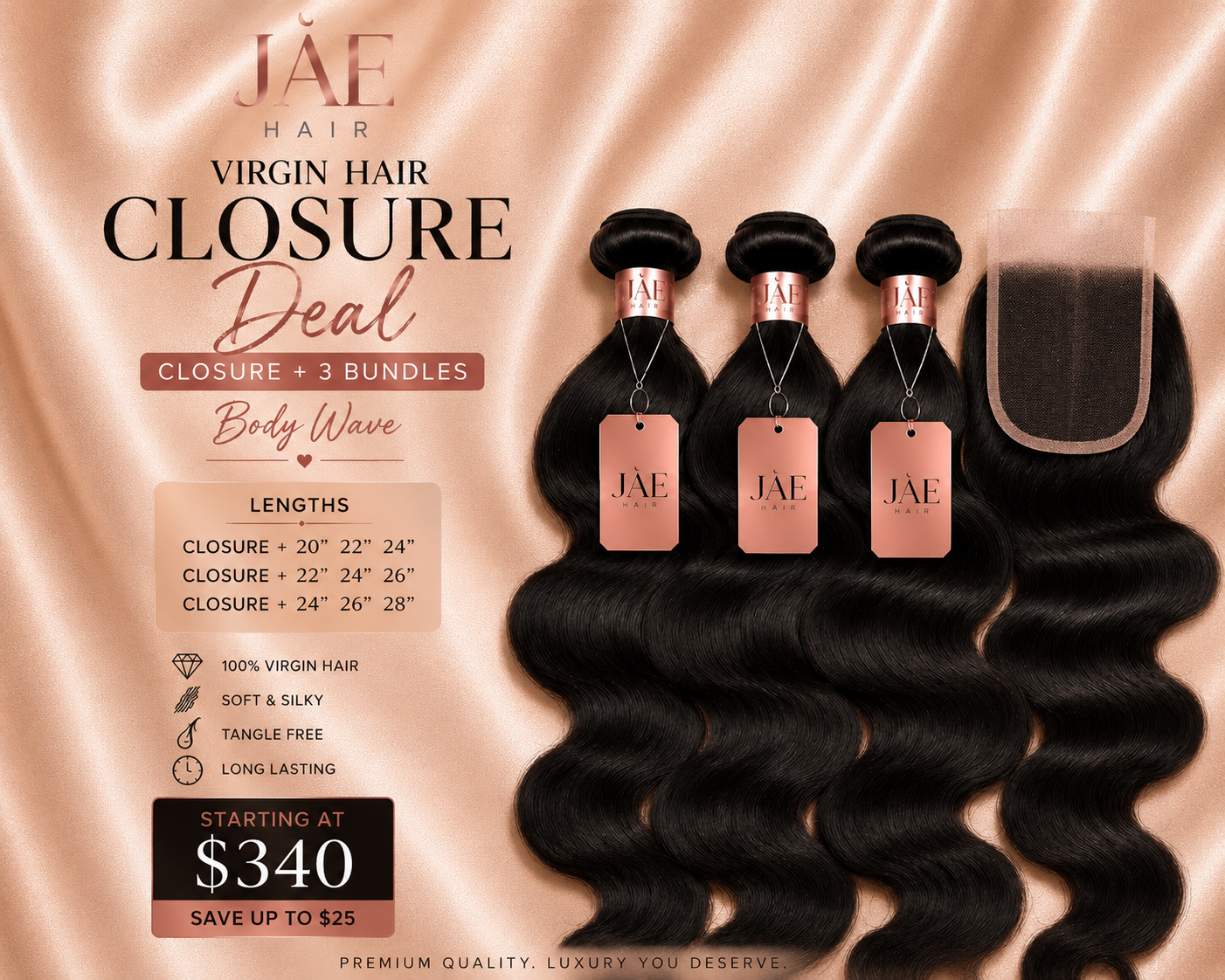 Virgin Body Wavy   Bundle Deal with HD Lace Closure